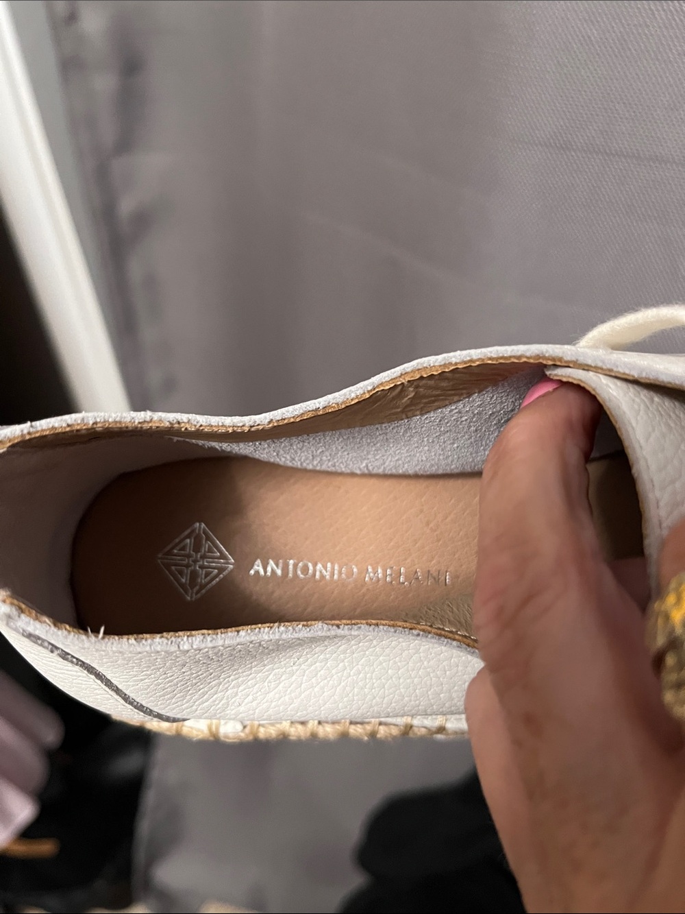 ANTONIO MELANI Cream Lace-Up Espadrille Platform Sneakers - Picture 2 of 5